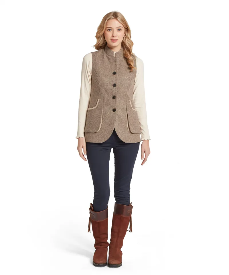 Schoffel Country Pennan Tweed Waistcoat in Cobblestone Herringbone Tweed-2