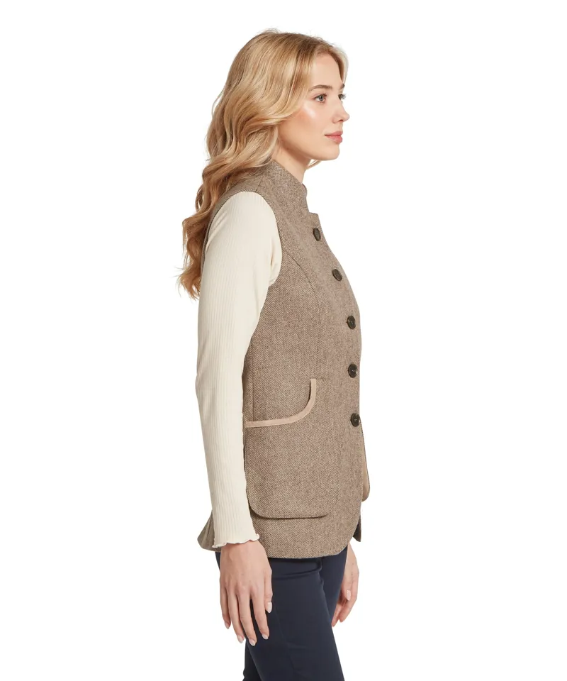 Schoffel Country Pennan Tweed Waistcoat in Cobblestone Herringbone Tweed-3