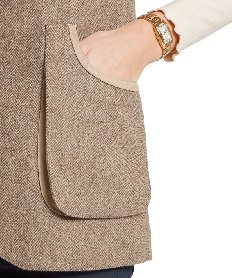 Schoffel Country Pennan Tweed Waistcoat in Cobblestone Herringbone Tweed-7