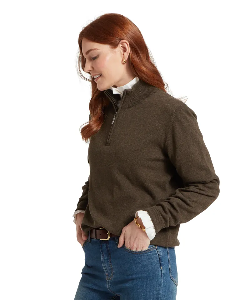 Schoffel Polperro Pima Cotton Quarter Zip Chocolate-3