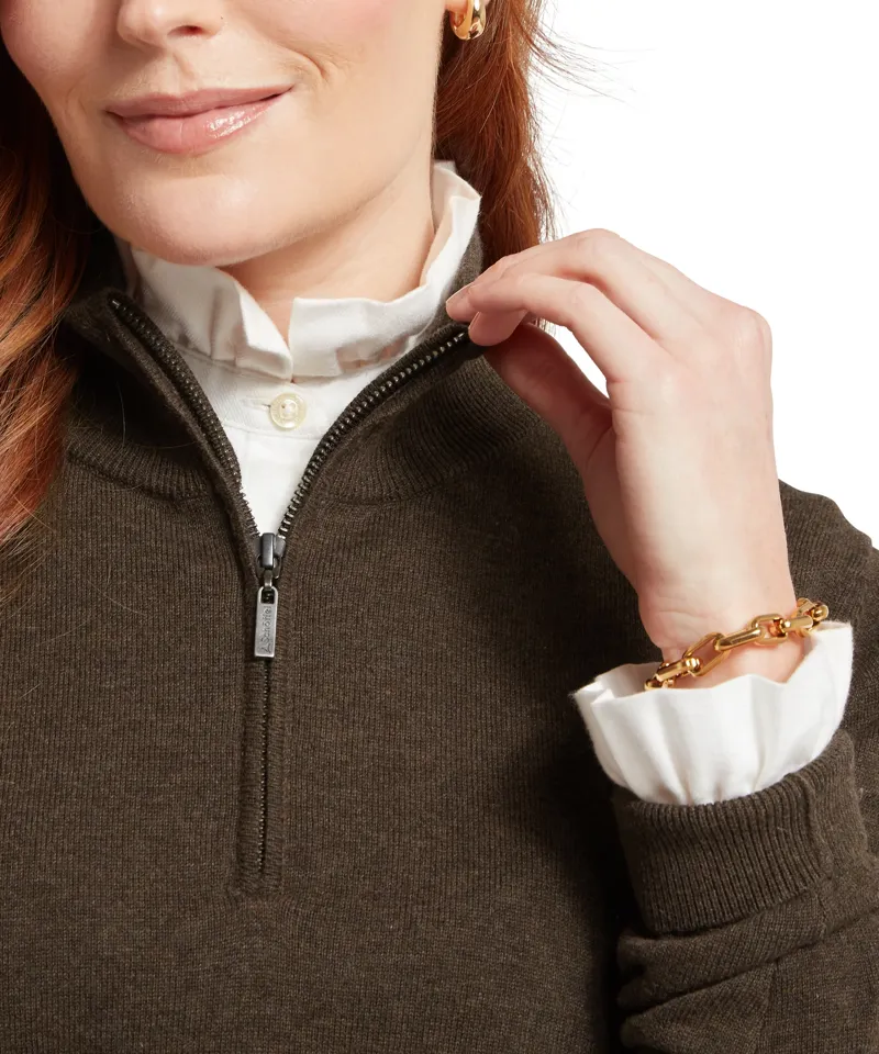 Schoffel Polperro Pima Cotton Quarter Zip Chocolate-5