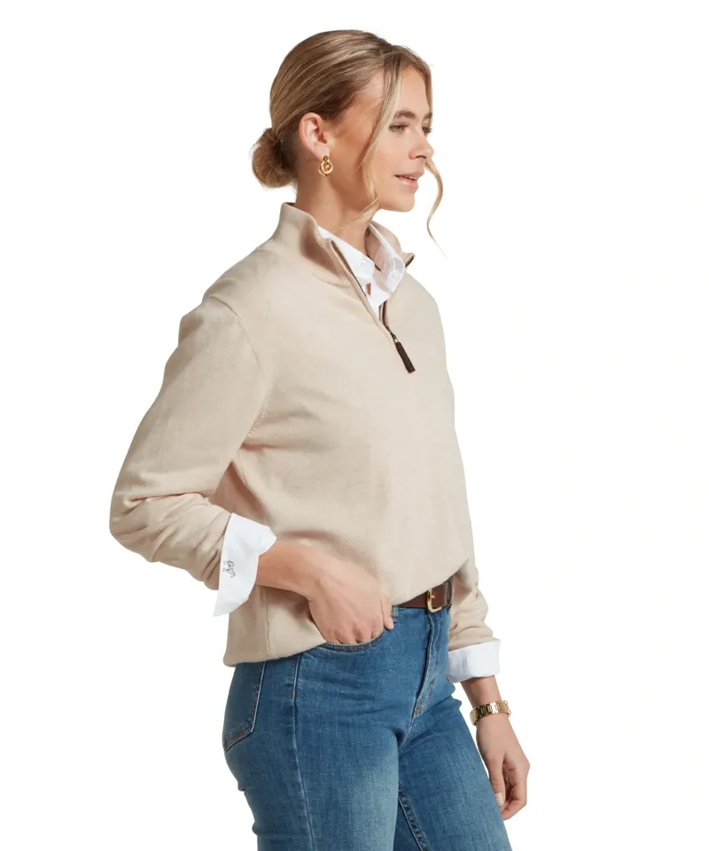 Schoffel Country Polperro Pima Cotton 1/4 Zip Jumper in Oat-3