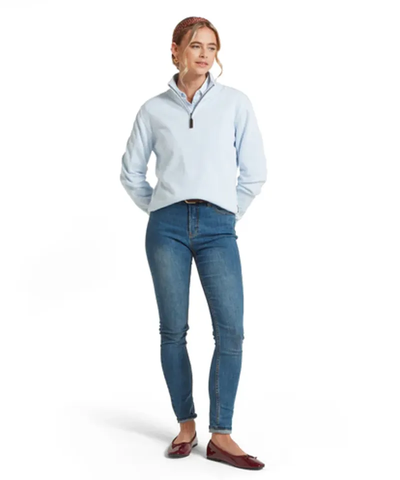 Schoffel Polperro Pima Cotton Quarter Zip Jumper Blue Water-2