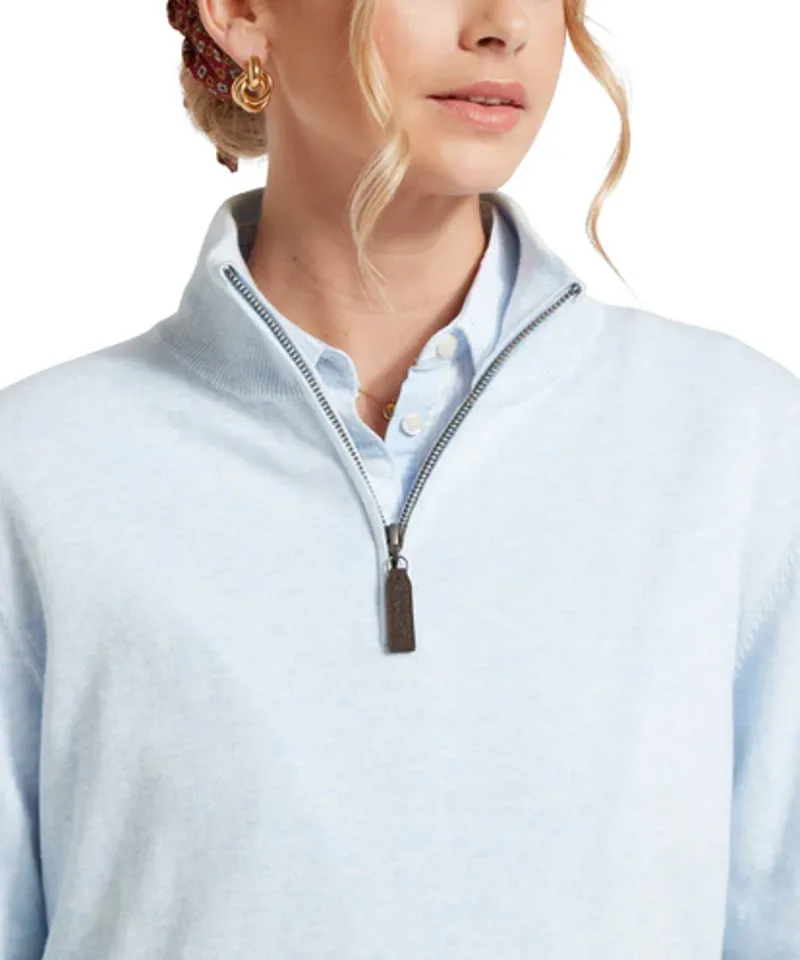Schoffel Polperro Pima Cotton Quarter Zip Jumper Blue Water-4