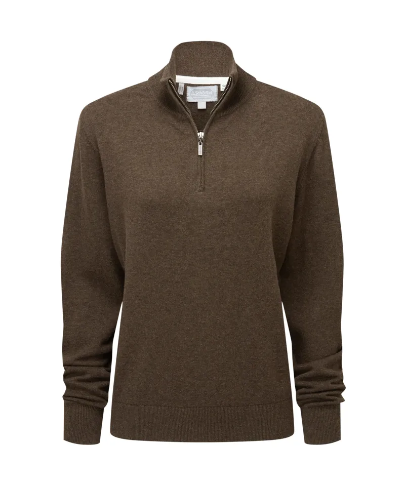 Schoffel Polperro Pima Cotton Quarter Zip Chocolate