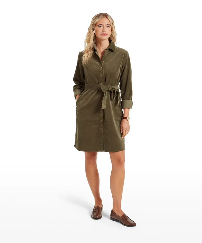 Schoffel Sage Cord Dress Dark Sage-1