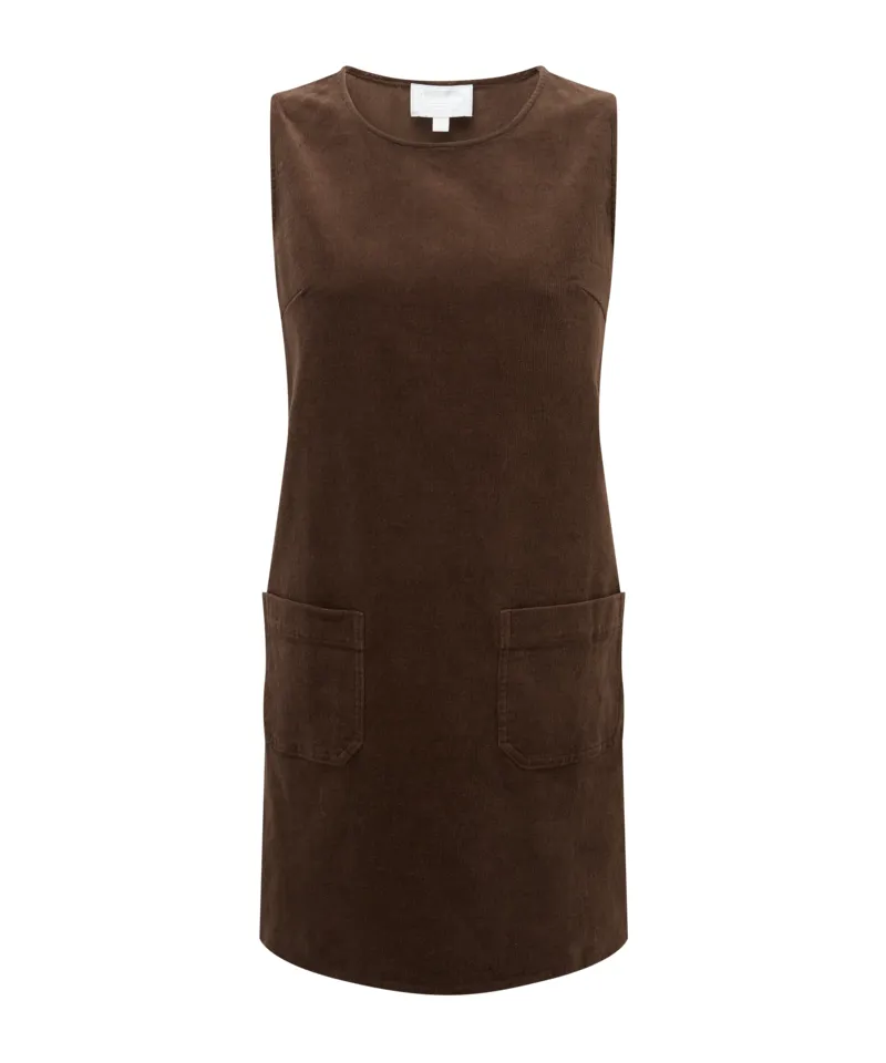 Schoffel Sage Cord Pinafore Dress Chocolate