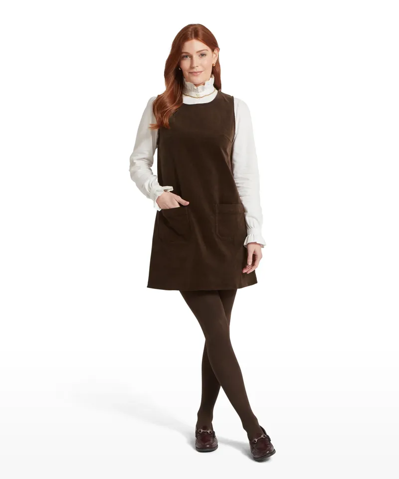 Schoffel Sage Cord Pinafore Dress Chocolate-3