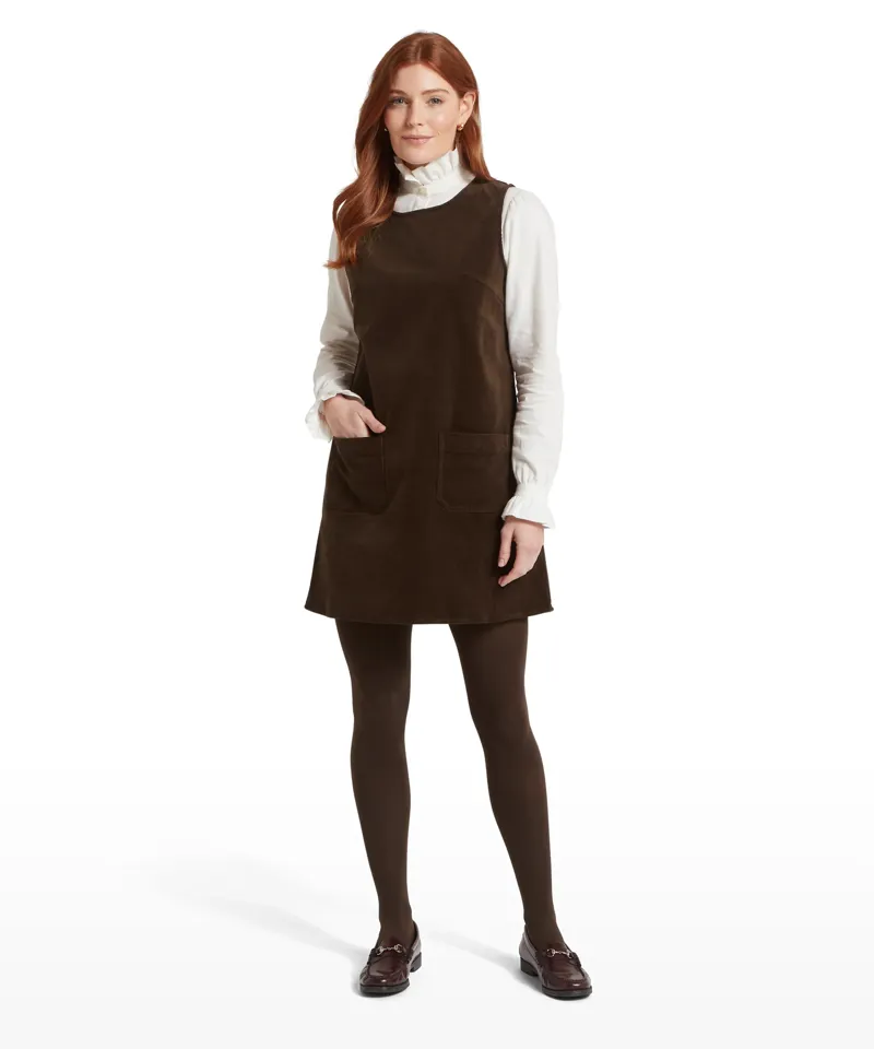 Schoffel Sage Cord Pinafore Dress Chocolate-2