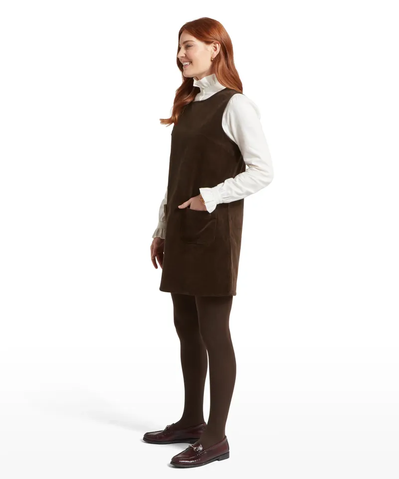 Schoffel Sage Cord Pinafore Dress Chocolate-1