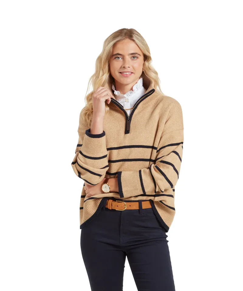 Schoffel Sandsend 1/4 Zip Jumper Warm Sand-1