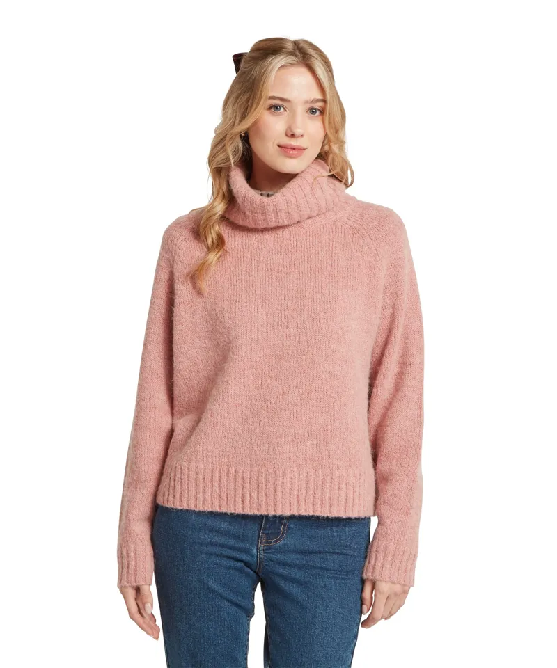 Schoffel Country Sutton Roll Neck Jumper in Dusky Pink-2