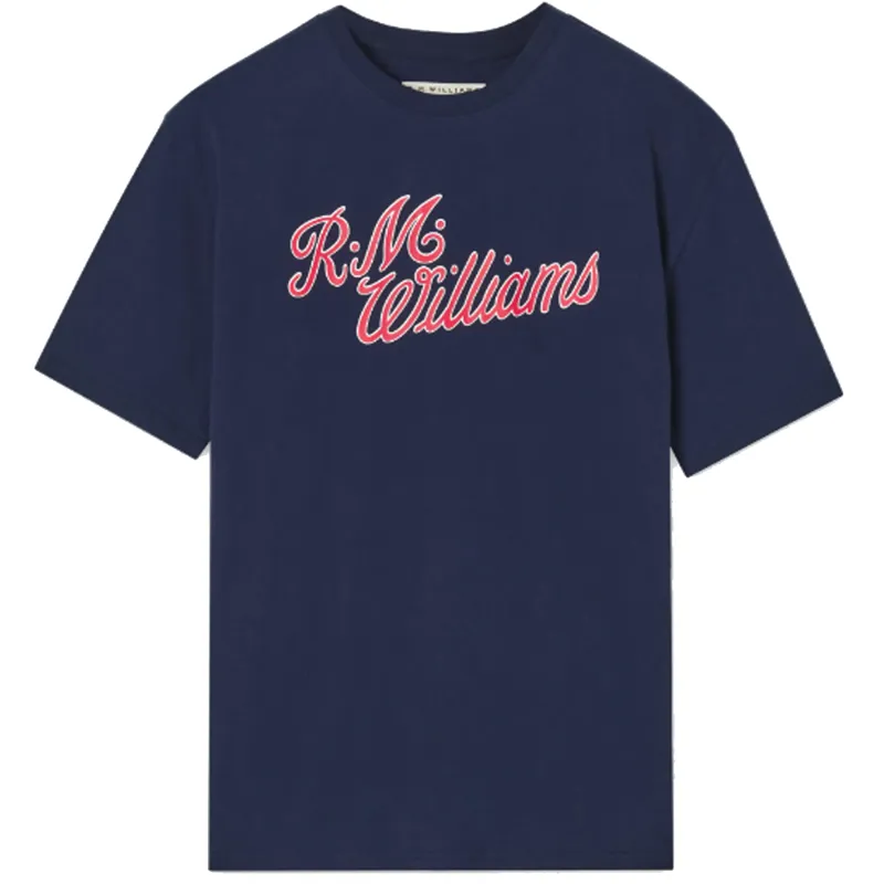 RM Williams R.M.W. Script T-Shirt Navy Red