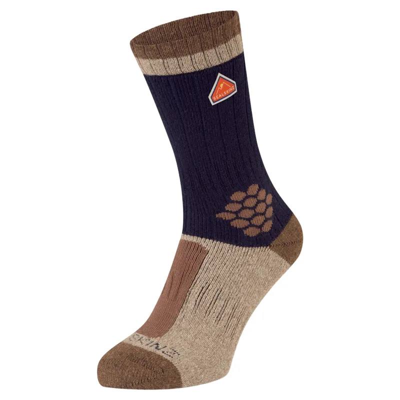 Sealskinz Gresham Recycled Wool Mid Colour Block Hiking Sock in Blue