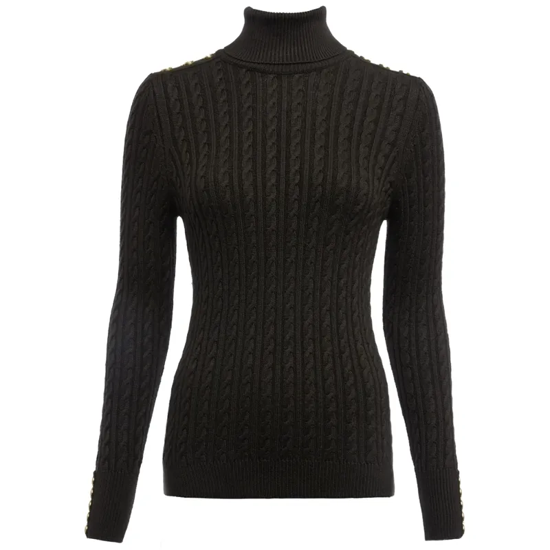 Holland Cooper Seattle Roll Neck Cable Knit Fern Green