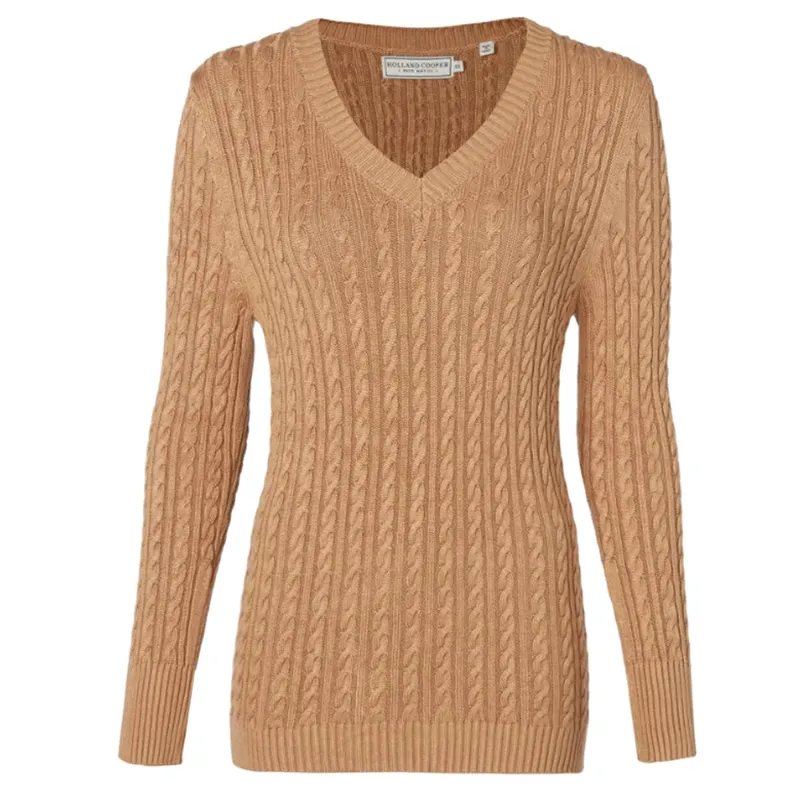 Holland Cooper Seattle V Neck Knit Dark Camel
