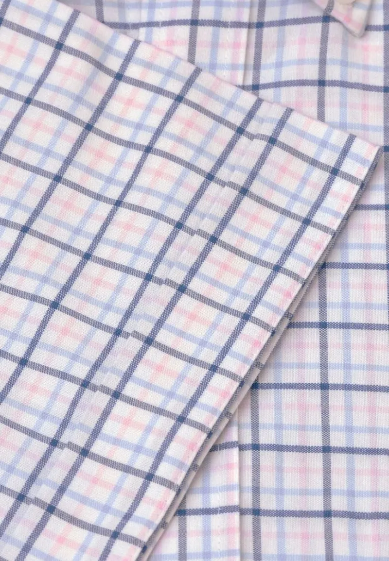 Brook Taverner Regular Fit Pink Tattersall Check Oxford Short Sleeve Shirt-1