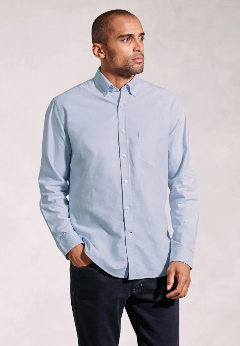 Brook Taverner Regular Fit Sky Blue Cotton Oxford Shirt-1