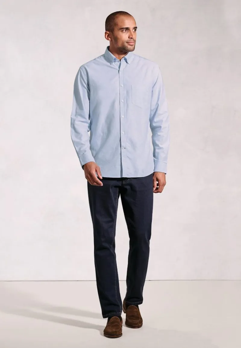 Brook Taverner Regular Fit Sky Blue Cotton Oxford Shirt-4