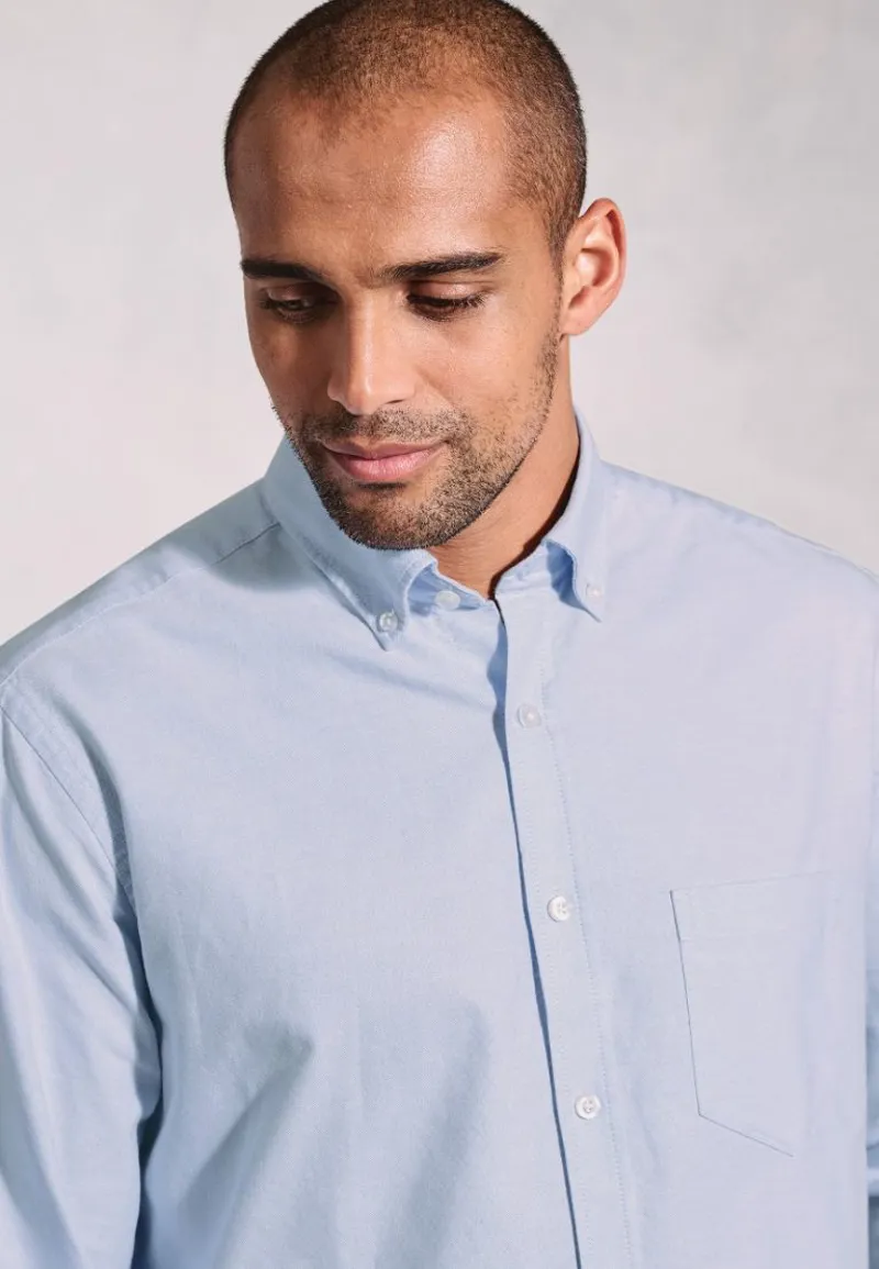 Brook Taverner Regular Fit Sky Blue Cotton Oxford Shirt-3