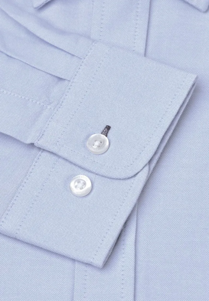 Brook Taverner Regular Fit Sky Blue Cotton Oxford Shirt-5