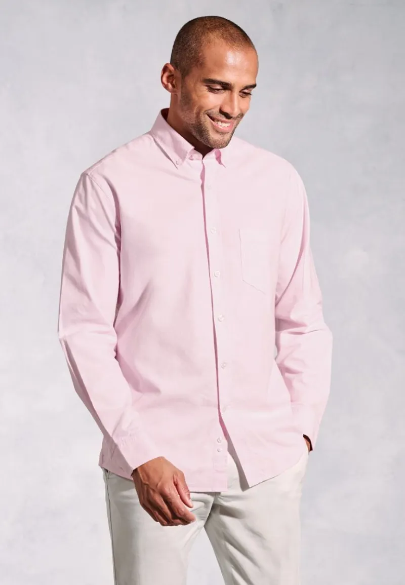 Brook Taverner Regular Fit Pink Cotton Oxford Shirt-1