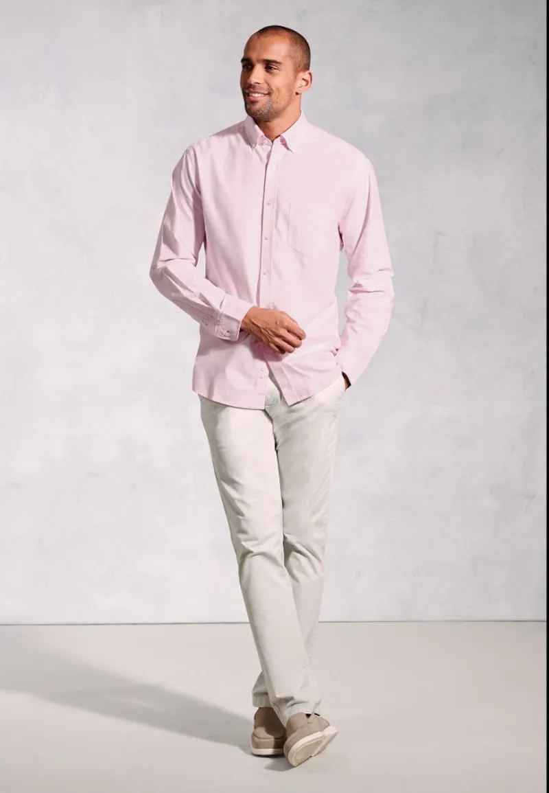Brook Taverner Regular Fit Pink Cotton Oxford Shirt-4