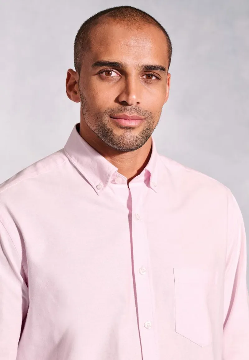 Brook Taverner Regular Fit Pink Cotton Oxford Shirt-3