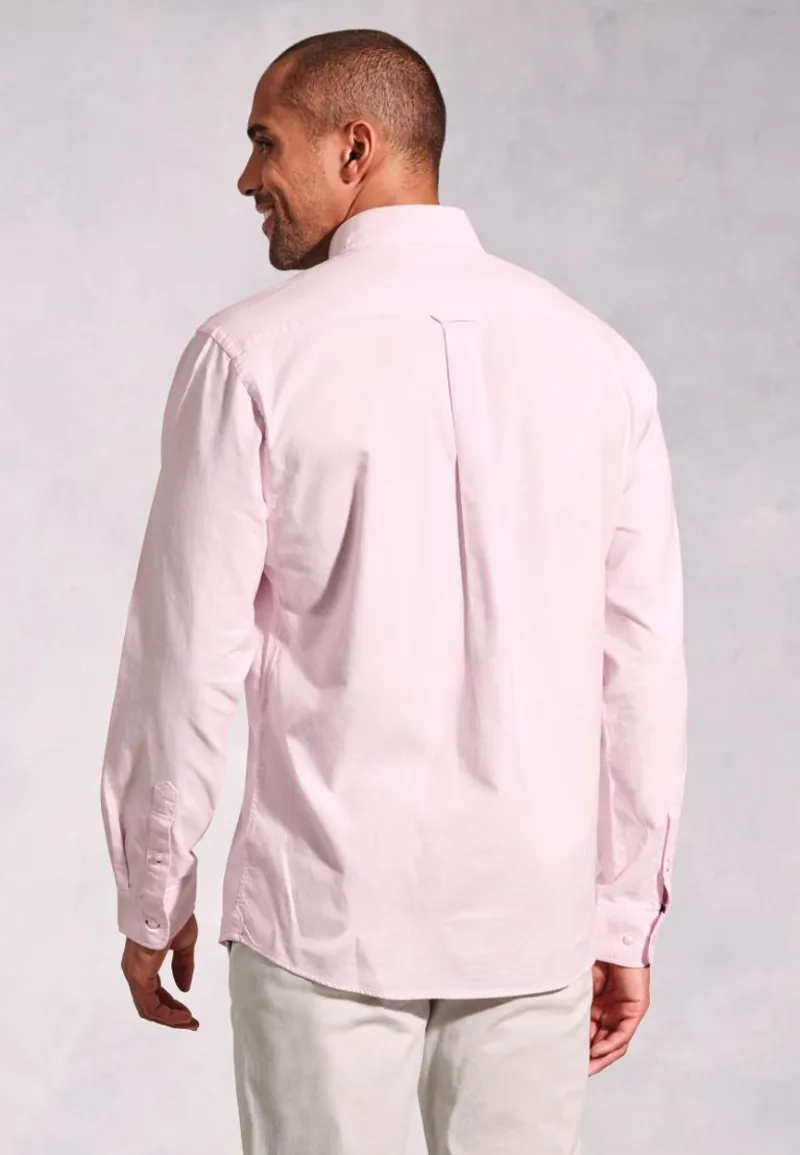 Brook Taverner Regular Fit Pink Cotton Oxford Shirt-2