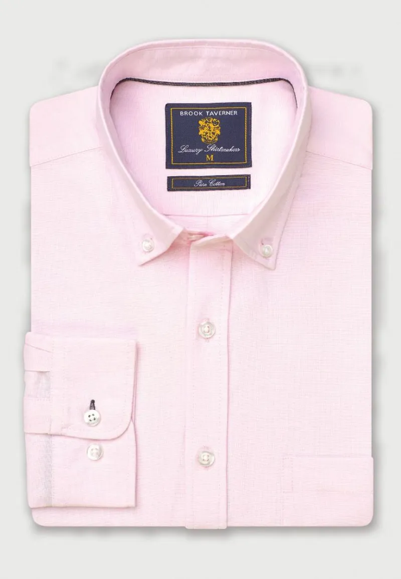 Brook Taverner Regular Fit Pink Cotton Oxford Shirt