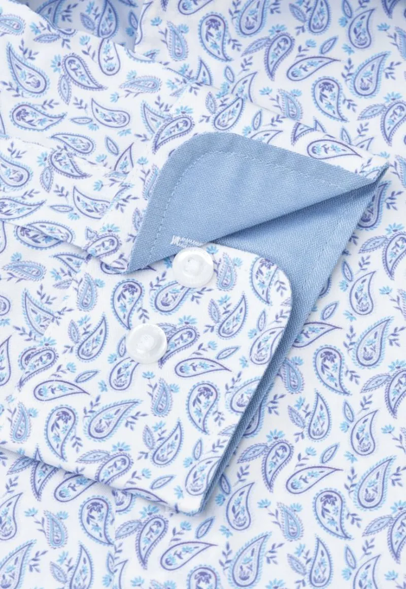 Brook Taverner Regular Fit Paisley Shirt Blue-5