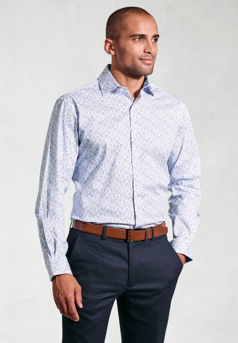 Brook Taverner Regular Fit Paisley Shirt Blue-1