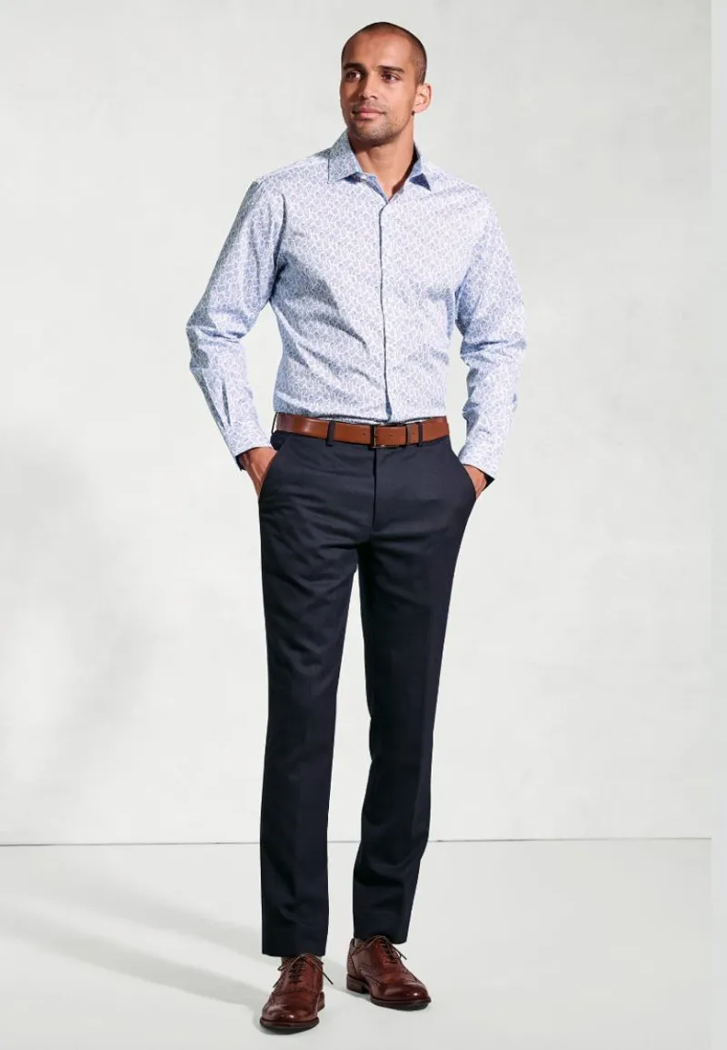 Brook Taverner Regular Fit Paisley Shirt Blue-4