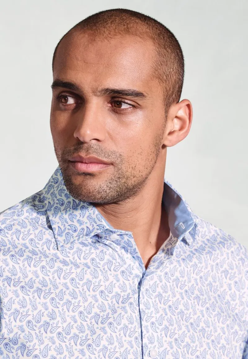 Brook Taverner Regular Fit Paisley Shirt Blue-3