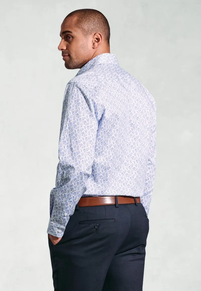 Brook Taverner Regular Fit Paisley Shirt Blue-2