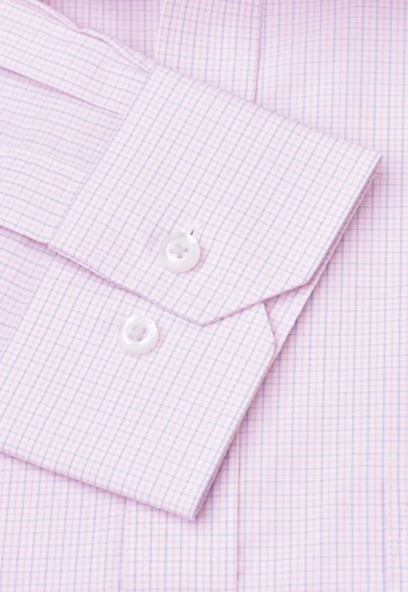 Brook Taverner Regular Fit Pink Micro Check Oxford Cotton Shirt-5