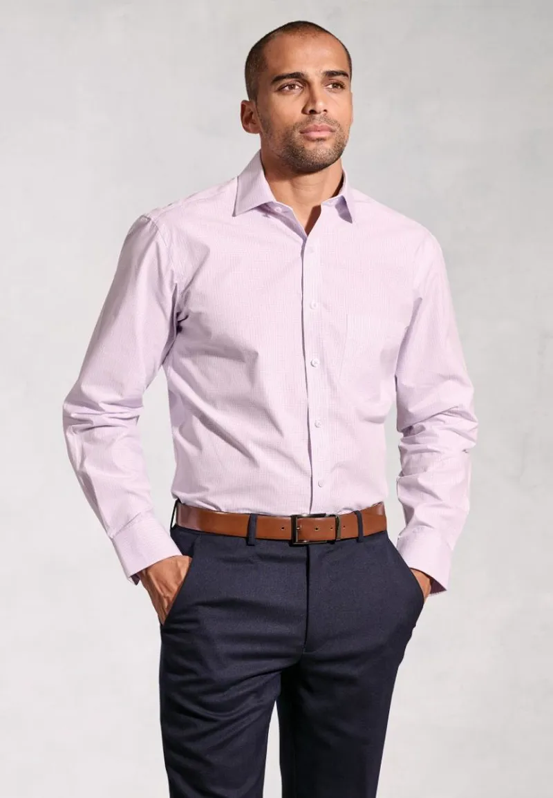 Brook Taverner Regular Fit Pink Micro Check Oxford Cotton Shirt-1