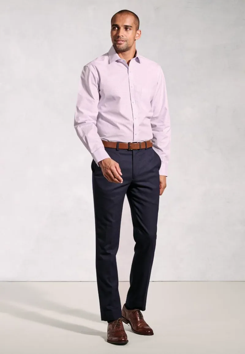 Brook Taverner Regular Fit Pink Micro Check Oxford Cotton Shirt-4