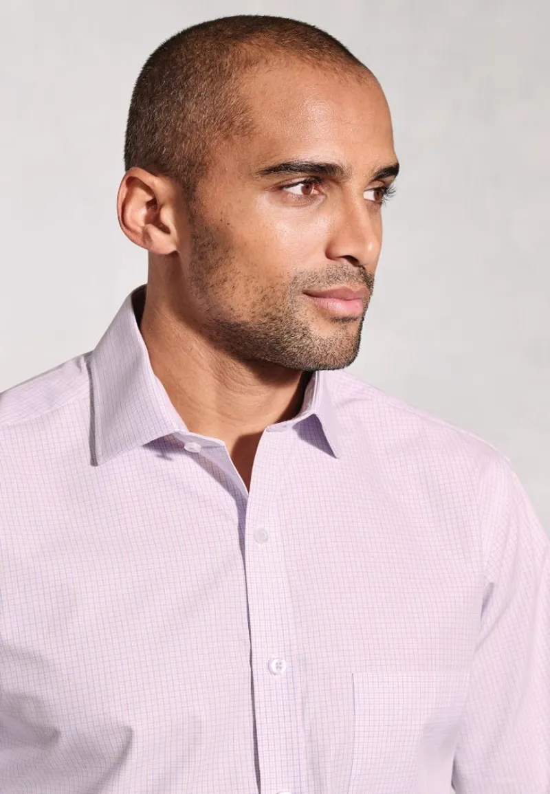Brook Taverner Regular Fit Pink Micro Check Oxford Cotton Shirt-3