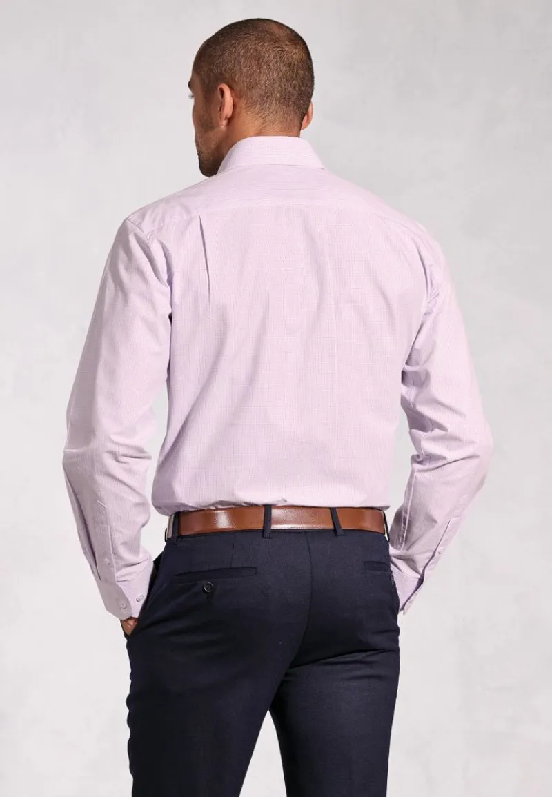 Brook Taverner Regular Fit Pink Micro Check Oxford Cotton Shirt-2