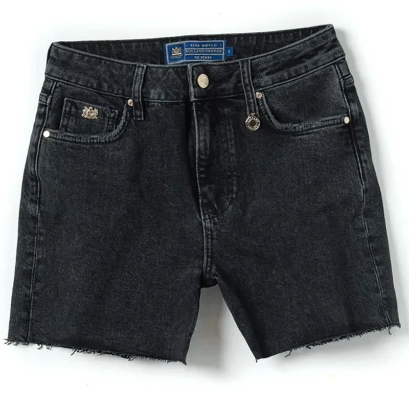Holland Cooper High Rise Denim Shorts Washed Black