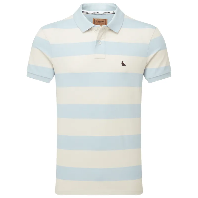 Schoffel St Ives Heritage Polo Shirt Pale Blue Stripe
