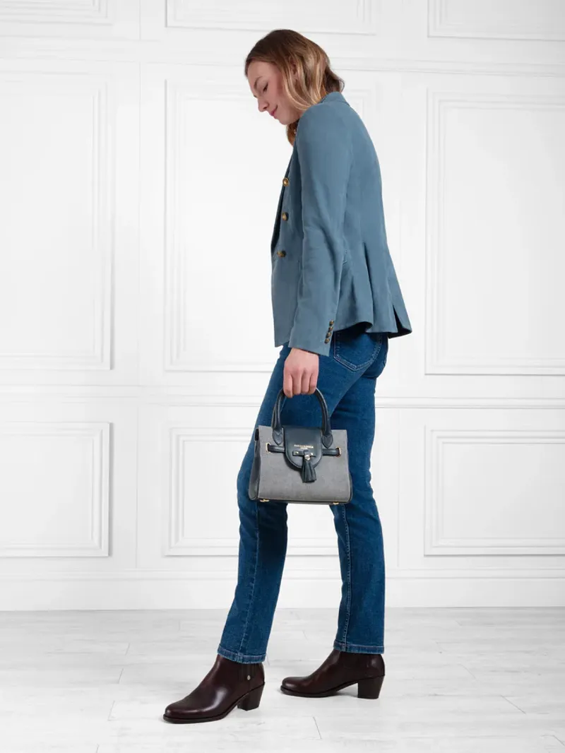 Fairfax and Favor Mini Windsor Handbag Denim Suede-4