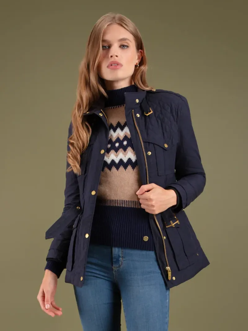Fairfax and Favor Ivy Quilted Wax Jacket Navy-2