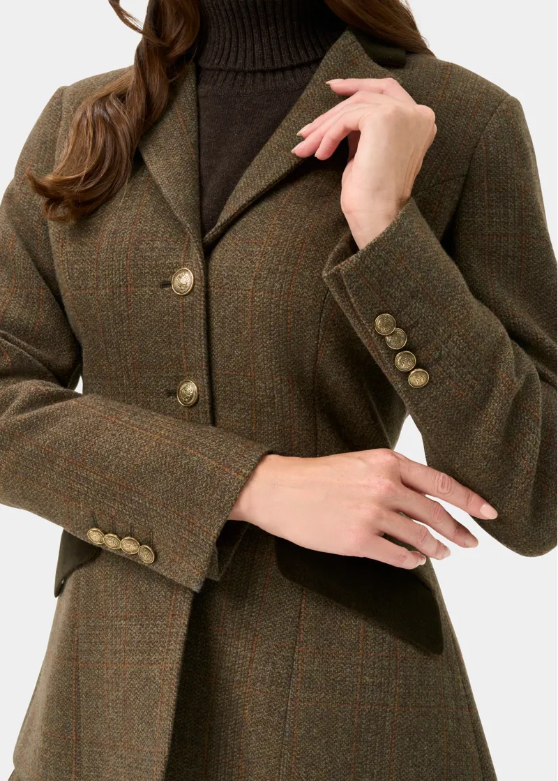 Alan Paine Surrey Ladies Tweed Water Repellent Blazer in Field Maple-1
