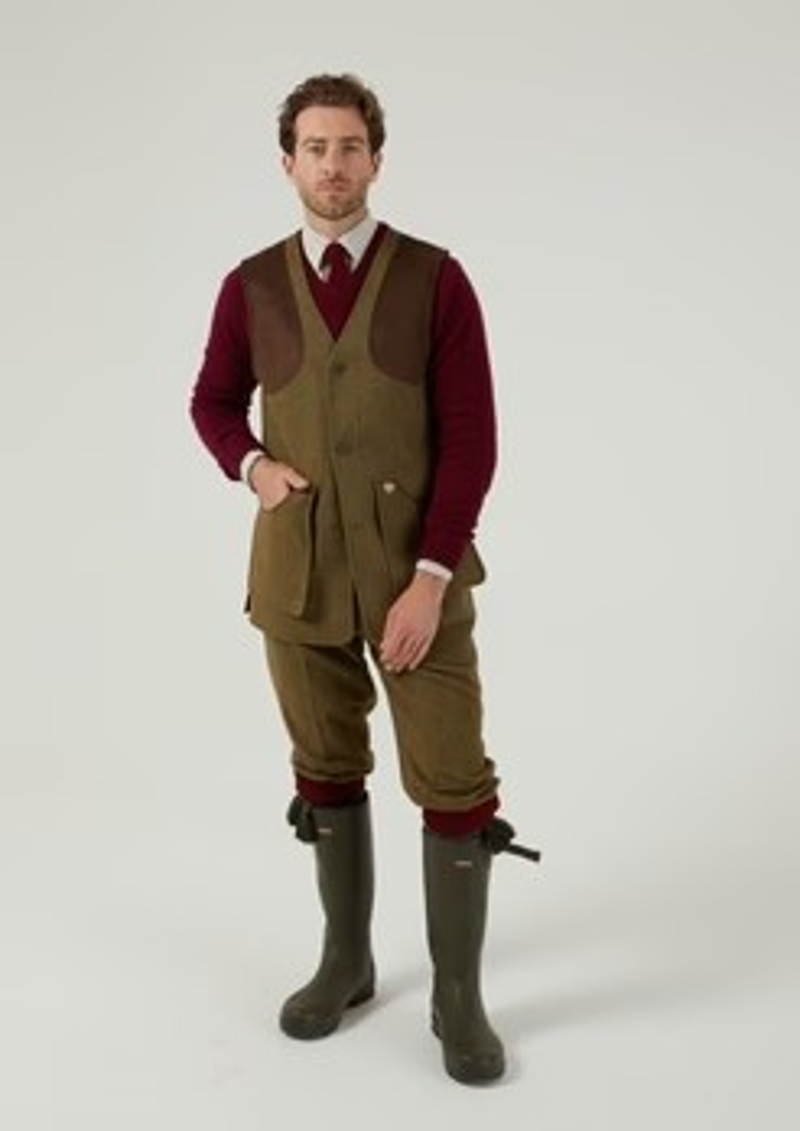 Alan Paine Men's Tweed Shooting Waistcoat Sage -2