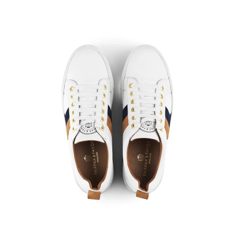 Fairfax and Favor Alexandra Leather Trainer in Navy/Tan-6