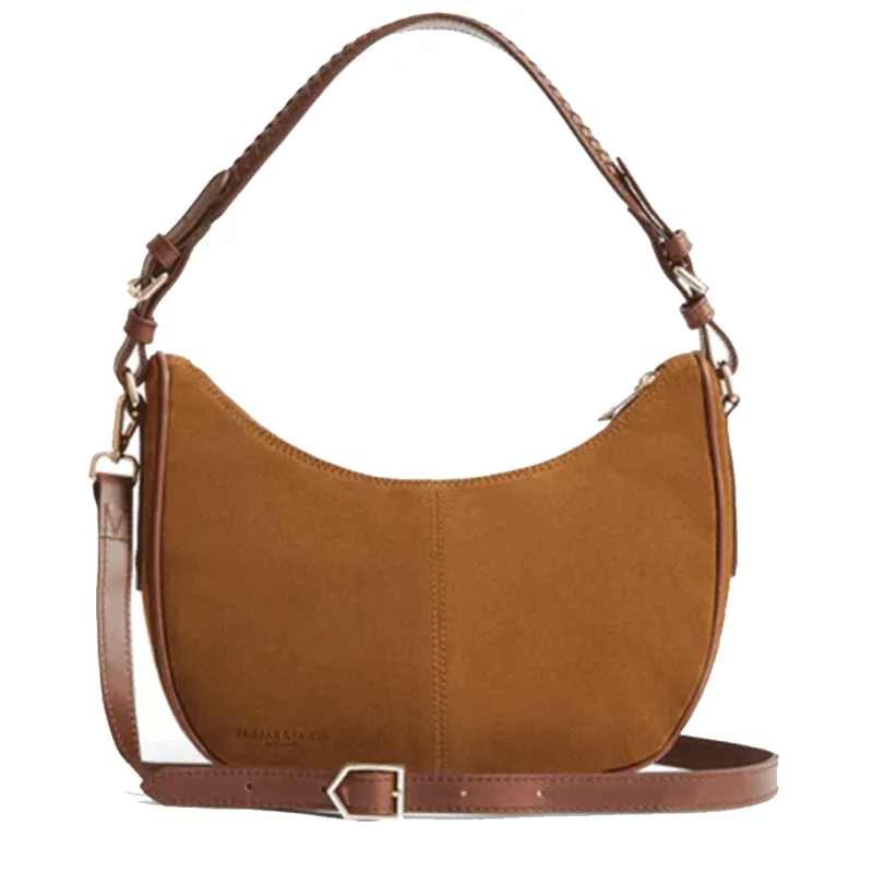 Fairfax and Favor Tetbury Crescent Bag Tan Suede