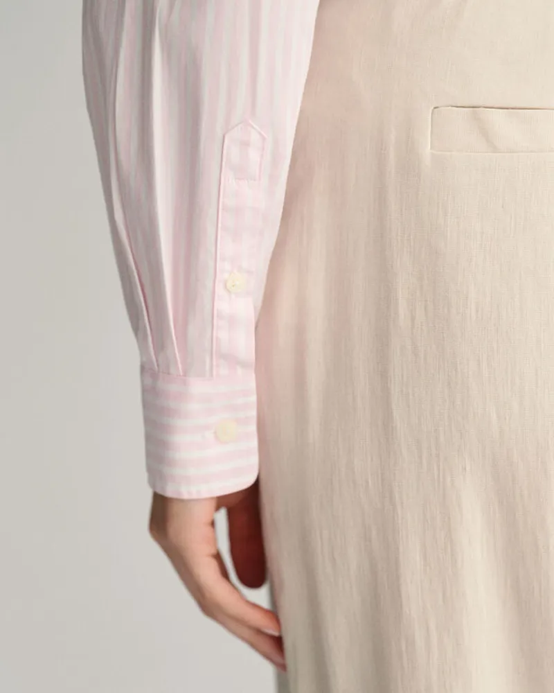 Gant Ladies Regular Fit Classic Striped Poplin Shirt Light Pink-7