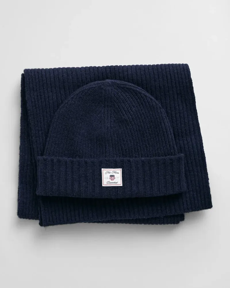 Gant Beanie and Scarf Gift Set Evening Blue-2